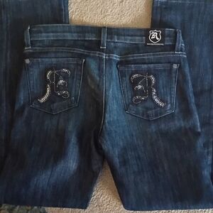 Rare Vintage Y2K Rock & Republic Dark Wash Berlin Jeans Rhinestone Pocket New 29